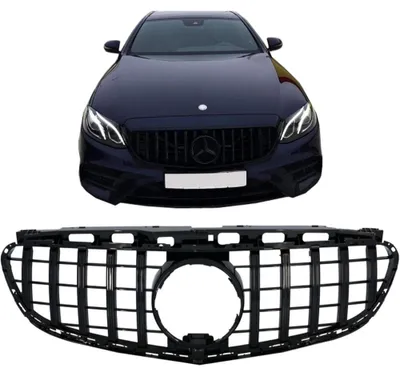 Immagine prodotto di Griglia anteriore per Mercedes W212 S212 Facelift 13-16 GT-R in stile Panamericana, nera.