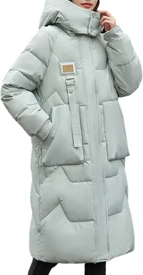 Produktbild von ASKSA Damen Langer Daunenjacke Winter Daunenmantel Warmer Parka Steppmantel Jacke mit Kapuze, Gruen, L