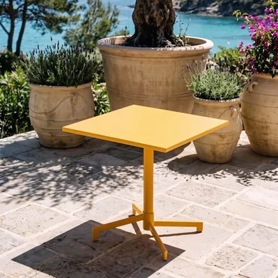 Immagine prodotto di Tavolo da giardino bistrot quadrato con piano pieghevole giallo - Oviala Palavas