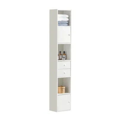 Produktbild von SoBuy STR10-W Bücherregal mit Schubladen Bücherschrank Standregal Aufbewahrungsregal Büroregal Aktenschrank Hochschrank weiß BHT ca: 33x188x24cm