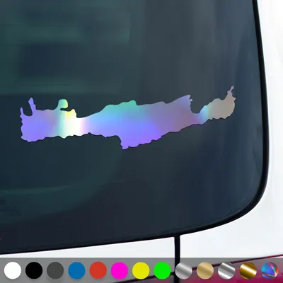 Produktbild von PantherPixel Insel Kreta Aufkleber Umriss Karte Griechenland Sticker Auto Geschenkidee Farbe Oilslick-Hologramm