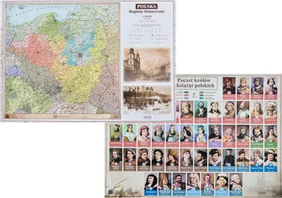 Productafbeelding van Polenkaart. Historische regio's / Lijst van Poolse koningen en vorsten. Dubbelzijdige schrijfmat.