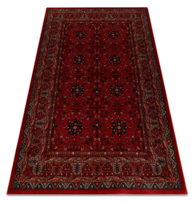 Image de Tapis en laine KASHQAI 4302 300 Fleurs, cadre bordeaux rouge 160x240 cm