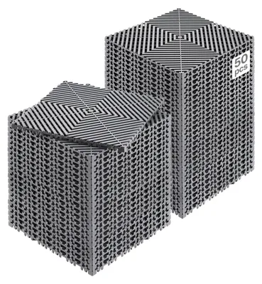 Image de Tapis d'évacuation VEVOR à emboîtement, tapis de douche, 31 x 31 cm, tapis de sol modulaire à emboîtement, 50 pièces, antidérapant, convient pour garage, jardin, gris
