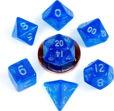 Produktbild von FanRoll Mini Würfel Set Stardust Blue with Silver Numbers (7)