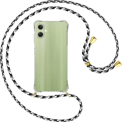 Produktbild von Handykette Backcover-Schutzhülle mit Band (Metall goldfarben) für Samsung Galaxy A06 4G - schwarz/grau/weiß