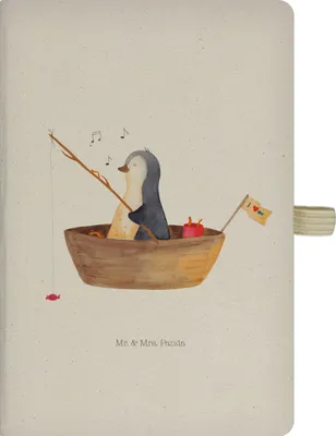 Produktbild von Mr. & Mrs. Panda notizbuch Pinguin Angelboot - Transparent - Geschenk, Kladde, Angeln, Boot, Adressbuch, Optimistisch, Trennung, Journal, Reisetagebuch, din a5