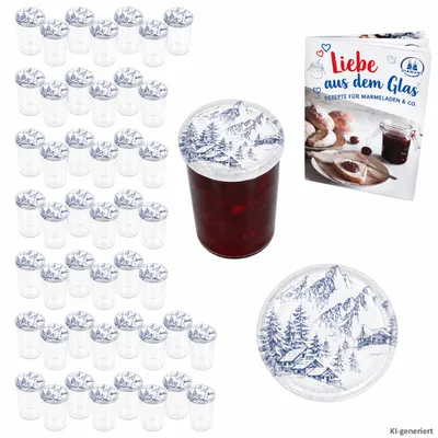 Produktbild von 48er Set Sturzglas 435 ml Marmeladenglas Gläser Einweckglas To 82 Alpen Deckel incl. Rezeptheft