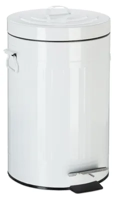 Immagine prodotto di Relaxdays Cestino a pedale Vintage, cestino per la cucina o il bagno, in metallo, con pedale, cestino per cosmetici, 12 litri, bianco