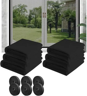 Productafbeelding van Ibenzoa® vliegenhorren voor ramen – set van 6 stuks, 150x130 cm, 100% polyester, zelfklevende hor, op maat te snijden, bescherming tegen vliegen en muggen