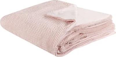 Produktbild von BELIANI Kuscheldecke Pastellrosa Polyester 200 x 220 cm Modern Skandinavisch Schlafzimmer Wohnzimmer Accessoire Deko Überwurf Wohndecke Sofadecke