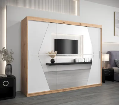 Obrázok produktu pre Šatníková skriňa SAMANTA - šírka 250 cm, dub artisan / biela