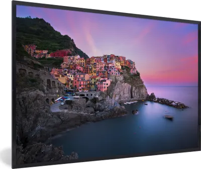 Produktbild von MuchoWow® MuchoWow® Gerahmtes Poster Lila Himmel über Cinque Terre in Italien 60x40 cm - Poster mit zchwarzem Bilderrahmen - Printing - Wanddeko Schlafzimmer