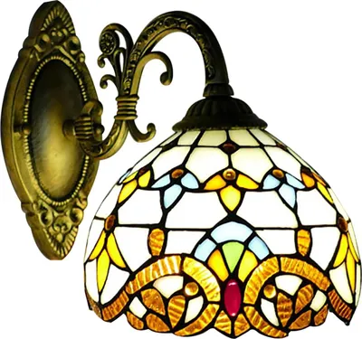 Produktbild von Tiffany Wandleuchte, Vintage-Kuppel, handgefertigt für Innen, goldfarbener Schirm, für Wohnzimmer, Treppenhaus, Schlafzimmer