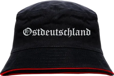 Produktbild von Ostdeutschland Fischerhut - Altdeutsch - bestickt -  Bucket Hat Anglerhut Hut SchwarzRot L/XL