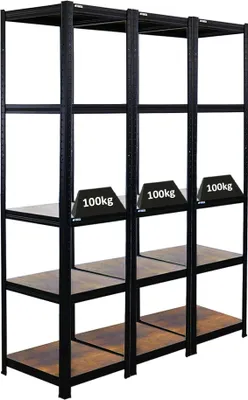 Produktbild von Mega Deal | 3x Vintage Series Schwerlastregal Ragnar | HxBxT 180x45x45cm | Fachlast 100kg | Vintagebraun-Schwarz