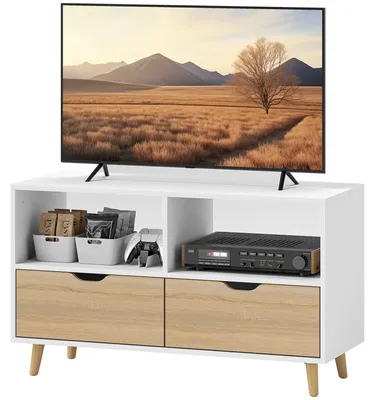 Immagine prodotto di Mobile TV con cassetti e ripiani | Colore: Bianco | Dimensioni: 99x39x58 cm