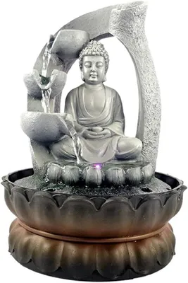 Produktbild von Tischbrunnen für Schreibtisch und Zimmer im Landhausstil, Feng-Shui-Element, Bürodekoration und Zen-Meditationsbrunnen aus Kunstharz