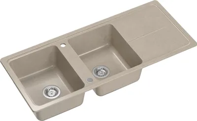 Produktbild von QUADRON Spülbecken NEAL 121 Granitspüle Küche, Größe: 116 x 50 x 20,5 cm, Farbe: Beige, Küchenspüle, 2 Beckenspüle Küchenspüle mit Siphon
