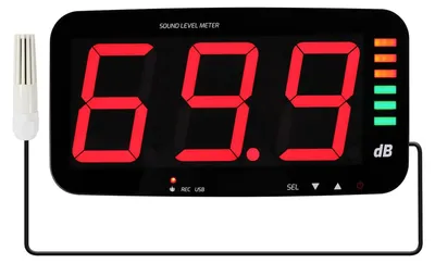 Imagen del producto de Medidor de nivel de sonido de pared, con sensor de sonido de 5 metros, y alarma acústica y visual