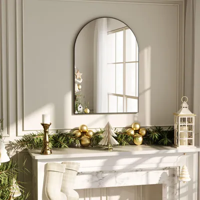 Produktbild von Koonmi Wandspiegel 51×76cm mit Aluminiumrahmen,dekorativer HD Wandspiegel Schminkspiegel für Badzimmer, unbrechbarer Spiegel Schwarz