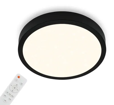 Image de Briloner Lampe de plafond Ciel étoilé, plafonnier à intensité variable, température de couleur réglable, lampe à monter, télécommande, noir, Ø380x50mm