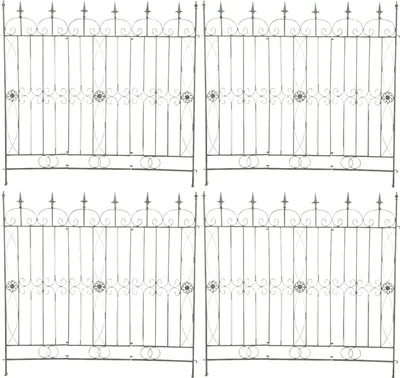 Produktbild von Gartenzaun LINUS 4er Set Antik - 124x1x116cm, Metall, Antik-Grün | Steckzaun Element Rankzaun Eisen