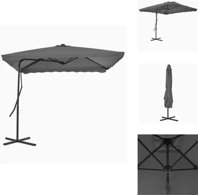 Zdjęcie produktu dla vidaXL Parasol ze stalowym drążkiem 250×250 cm antracyt - Parasole i parasole przeciwsłoneczne