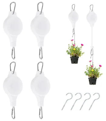 Image de Kit de poulies rétractables pour plantes suspendues, comprenant 4 pièces