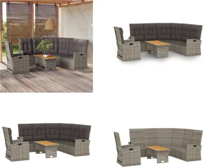 Immagine prodotto di vidaXL Set da giardino lounge 3 pezzi con cuscini, rattan sintetico grigio - Set da giardino lounge - Set da giardino lounge - Set lounge - Mobili da giardino