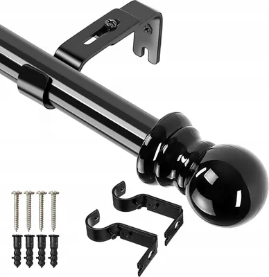 Image de Tringle à rideaux réglable 76-147 cm noir pliable combinable avec des rideaux