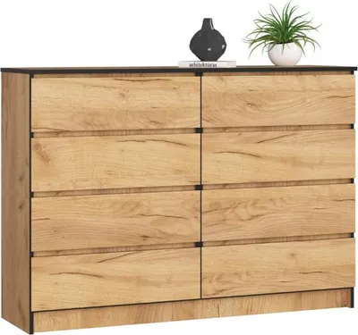 Immagine prodotto di BDW, cassettiera con 8 cassetti, 138x40x99 cm, K140, rovere artigianale