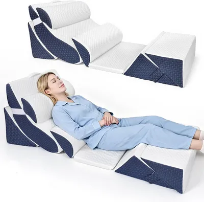 Produktbild von 7-teiliges verstellbares Keilkissen-Set aus hochdichtem Schaum für Rücken, Nacken und Beine