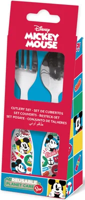 Produktbild von Tataway Disney 2er-Set rotes Kinderbesteck aus Edelstahl Mickey Mouse mit abgerundeten Enden