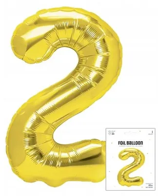 Zdjęcie produktu dla Balon Foliowy Cyfrą Cyferka 2 Złota Na Impreze Urodzinową Przyjęcie 40Cm