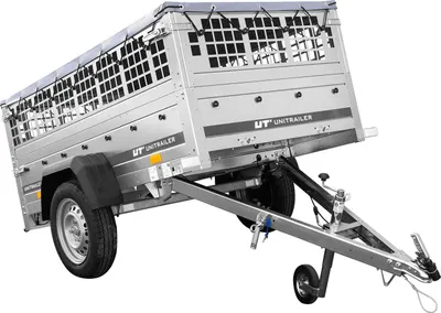 Zdjęcie produktu dla Przyczepka jednoosiowa 200x106 UNITRAILER GARDEN 200 KIPP z burtami siatkowymi i plandeką szarą