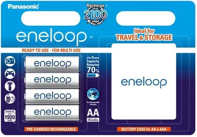 Produktbild von Panasonic eneloop Standard Akku AA 4er-Blister BK-3MCCEC4BE + Schutzbox