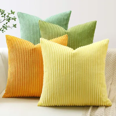 Immagine prodotto di Set di 4 federe per cuscini, 45x45 cm, giallo e verde
