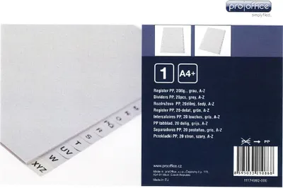 Produktbild von proOFFICE Kunststoff-Register A-Z A4 20-teilig grau