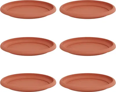 Produktbild von vidaXL Runde Blumenplatte 6 Stk. Ziegelrot Ø 19 x 2 cm Kunststoff