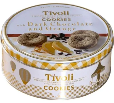 Obrázek produktu pro Dánské křehké sušenky s kousky čokolády a pomeranče 150 g