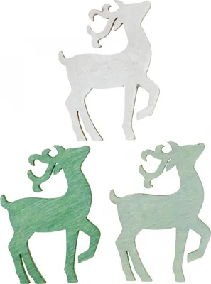 Produktbild von Weihnachtsdeko Holz Hirsch Rentier Grün 4×3cm 72 Stück