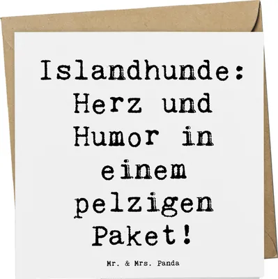 Produktbild von Mr. & Mrs. Panda Grußkarte Spruch Islandhund Freude - Weiß - Geschenk, Lachen, Anpassungsfähigkeit, Hunderassen Beschreibung, Hunderasse, faltkarte, Hunde, Klappkarte
