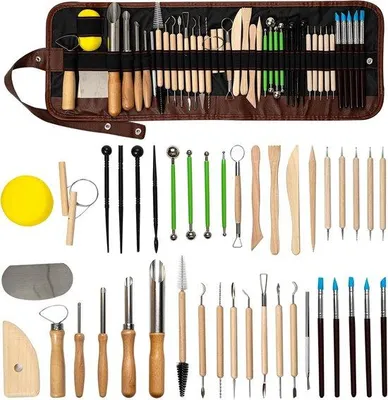 Productafbeelding van Een set van 42 onderdelen voor het modelleren, snijden, vormen en decoreren van keramiek en klei – ideaal voor beginners, hobbyisten en kunstenaars.