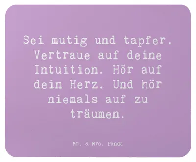 Produktbild von Mr. & Mrs. Panda Mousepad Spruch Mutig zu sich selbst stehen - Lavendeltraum - Geschenk, Authentizität, Mauspad, laptop, mousematte, Herausforderungen, Ermutigung, tapfer