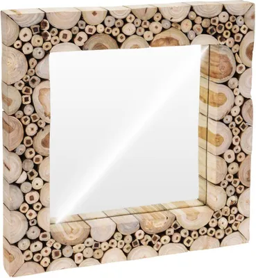 Obrázok produktu pre Vilde nástenné zrkadlo dekoratívne zrkadlo BOHO v drevenom ráme štvorcový 50x50 cm