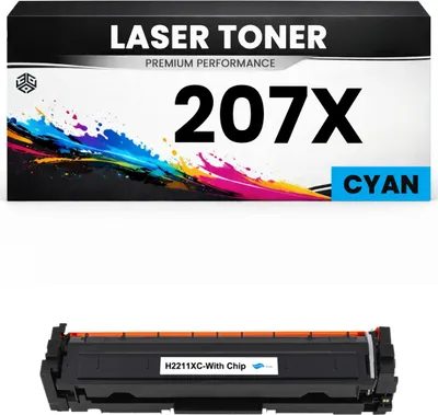 Produktbild von 2 x XXL Toner 207X Cyan für HP kompatibel W2211X Premium Alternative für HP Color LaserJet Pro M255dw, M282, 283fdw