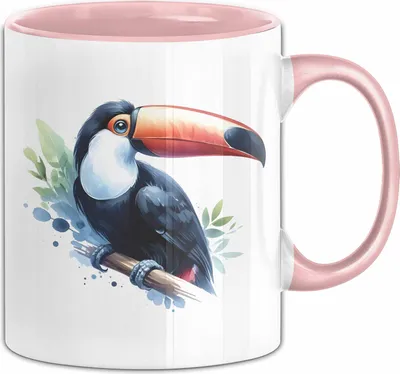 Produktbild von Tukan Aquarell Regenwald Exotischer Vogel Tasse Geschenk (Rosa)