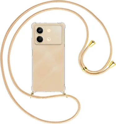 Produktbild von Handykette Backcover-Schutzhülle mit Band (Metall goldfarben) für Xiaomi Redmi Note 13 Pro 5G - Goldkordel