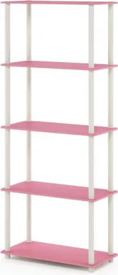 Zdjęcie produktu dla Modułowy regał z drewna i metalu – unikatowy egzemplarz w pastelowym kolorze – wyposażenie wnętrz do salonów – wymiary 59,9 x 145,8 x 29,5 cm